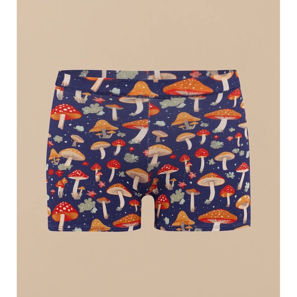 MeUndies Women FeelFree Boxer Briefs Navy Blue Mushroom Print Size L W410